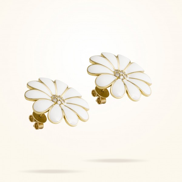 27mm Daisy Classic Earrings, Diamond, Yellow Gold 18K - Thumbnail