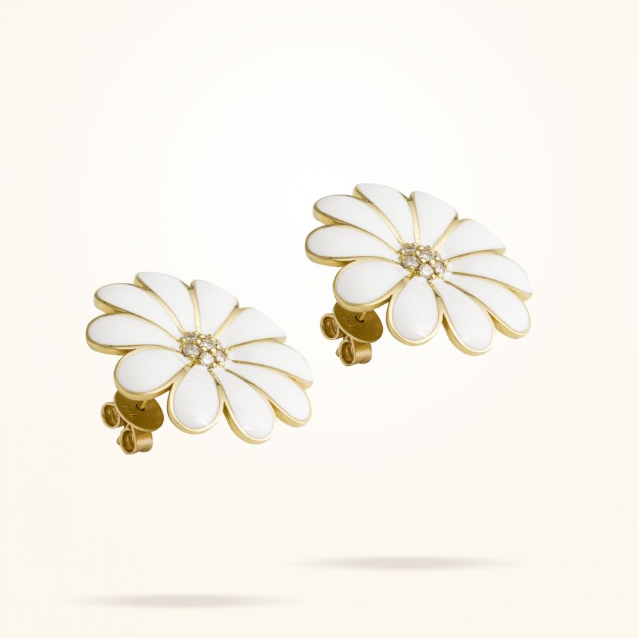 27mm Daisy Classic Earrings, Diamond, Yellow Gold 18K