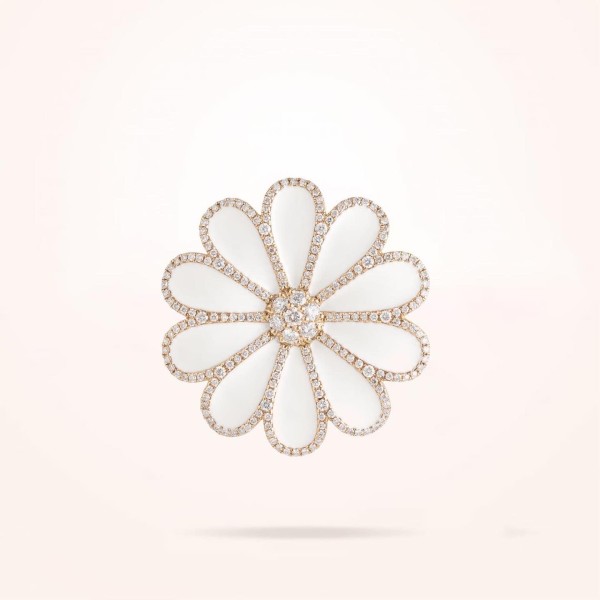 34mm Daisy Elegance Brooch, Diamond, Rose Gold 18k - Thumbnail