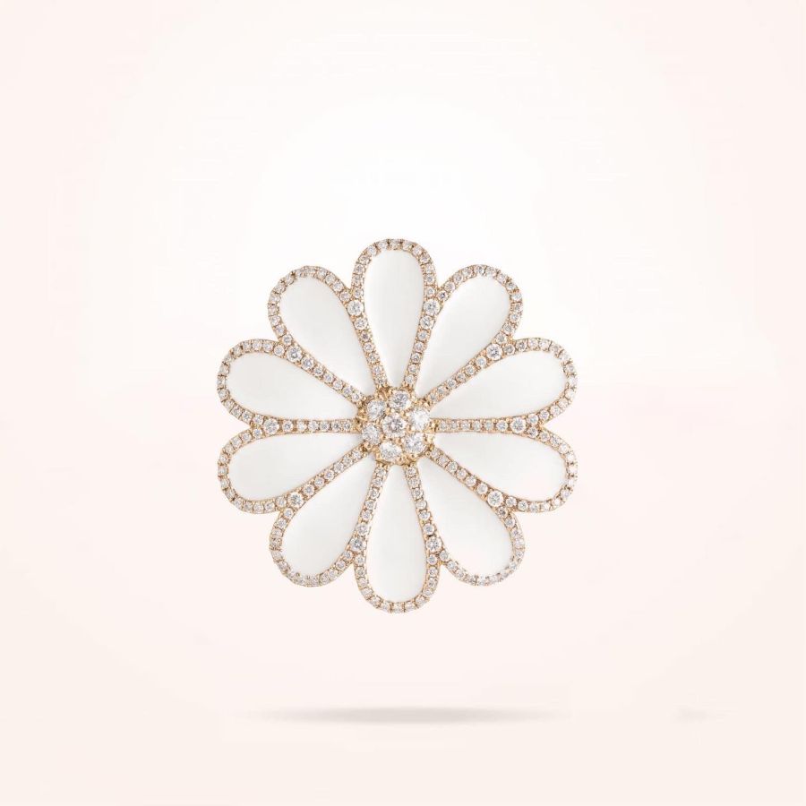 34mm Daisy Elegance Brooch, Diamond, Rose Gold 18k