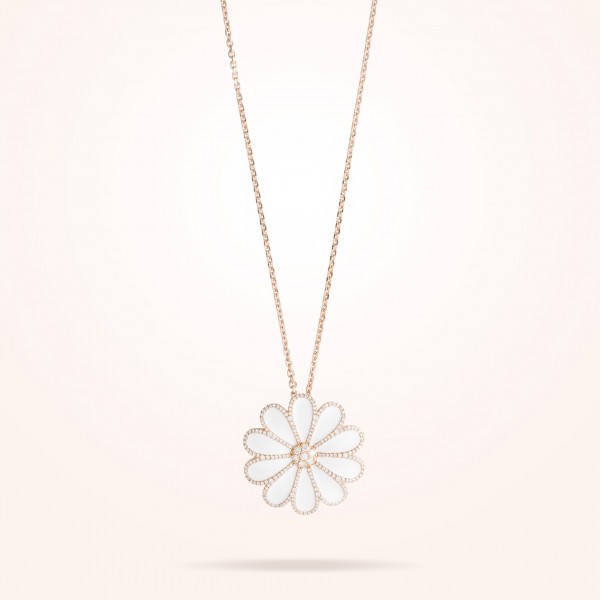 MARVVA - 34mm Daisy Elegance Pendant, Diamond, Rose Gold 18K
