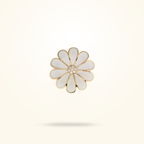 37mm Daisy Classic Brooche, Diamond, Yellow Gold 18k. - Thumbnail