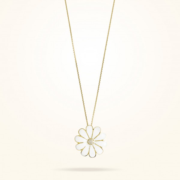 MARVVA - 37mm Daisy Classic Pendant, Diamond, Yellow Gold 18K