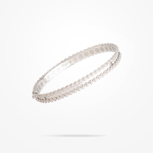 MARVVA - 3mm Daisy Bouquet Bangle, White Gold 18K