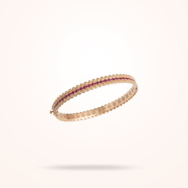 MARVVA - 3mm Daisy Bouquet Bangle, Multi Stones, Yellow Gold 18k.