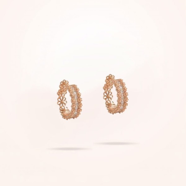 MARVVA - 3mm Daisy Bouquet Earrings, Diamond, Rose Gold 18K