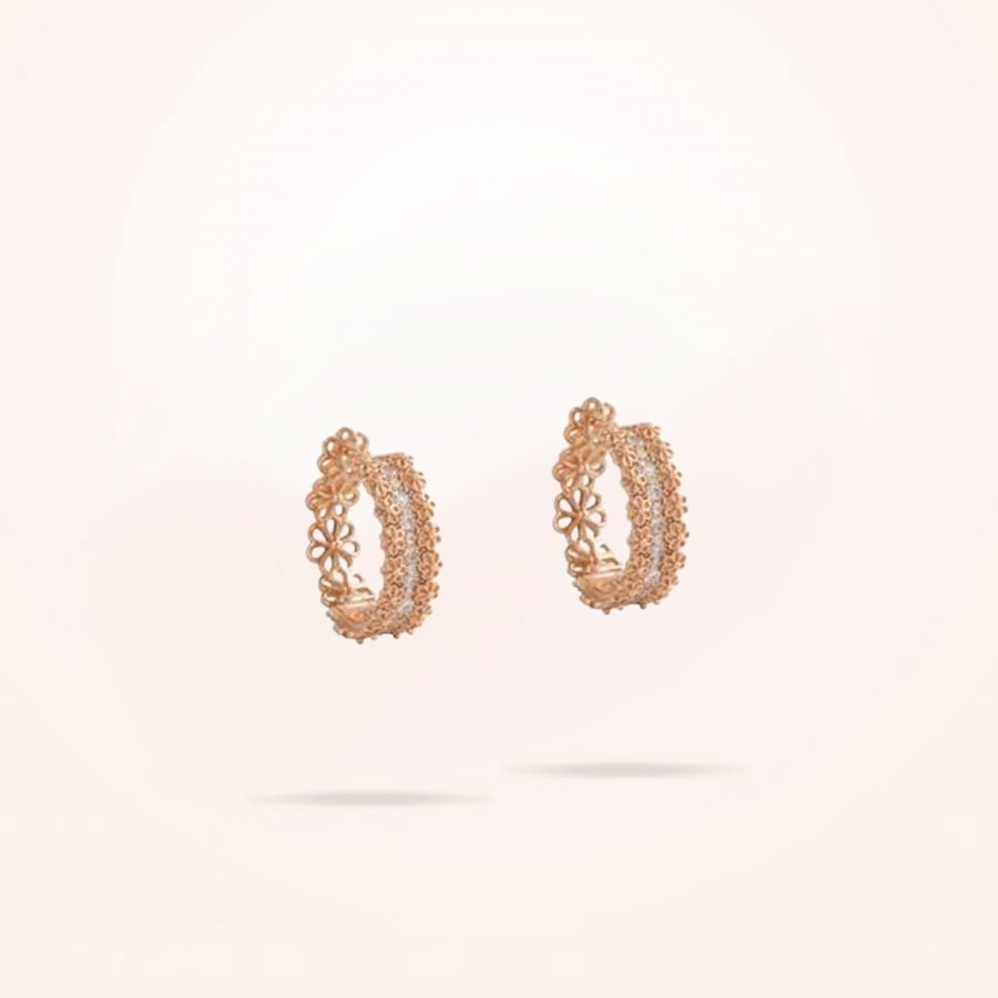 3mm Daisy Bouquet Earrings, Diamond, Rose Gold 18K