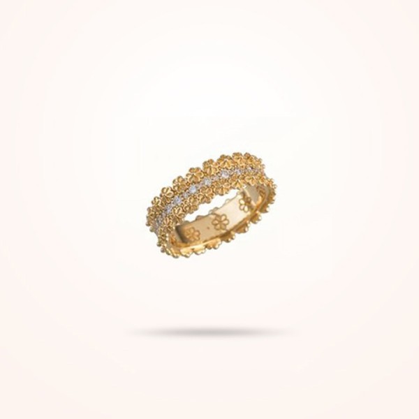 MARVVA - 3mm Daisy Bouquet Ring, Diamond, Yellow Gold 18K