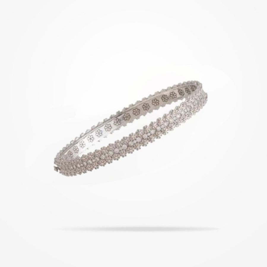 3mm Daisy Bouquet Bangle, Daimond, White Gold 18K