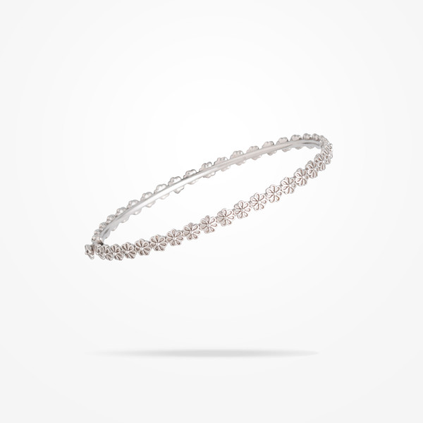 MARVVA - 4.4mm Daisy Bouquet Bangle, White Gold 18K