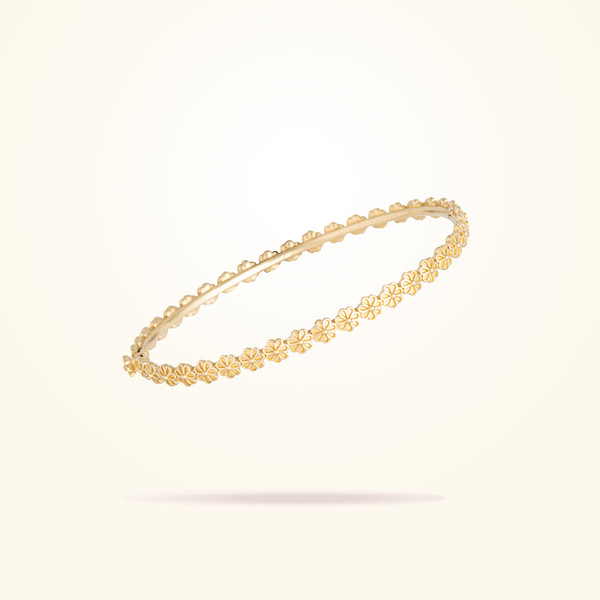 MARVVA - 4.4mm Daisy Bouquet Bangle, Yellow Gold 18K