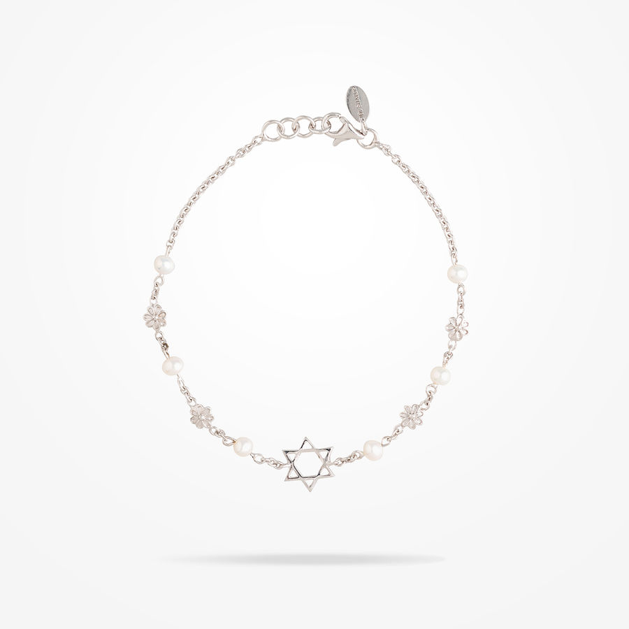 4.4mm Daisy Spiritual Bracelet, Pearl, White Gold 18K