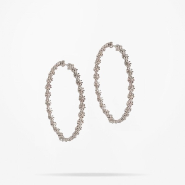 6mm Daisy Bouquet Earrings, White Gold 18K - Thumbnail