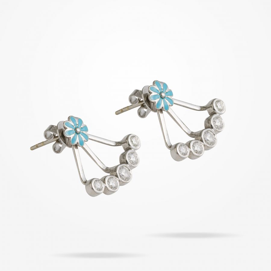 6mm Daisy Bouquet Earrings, Diamond, White Gold 18K