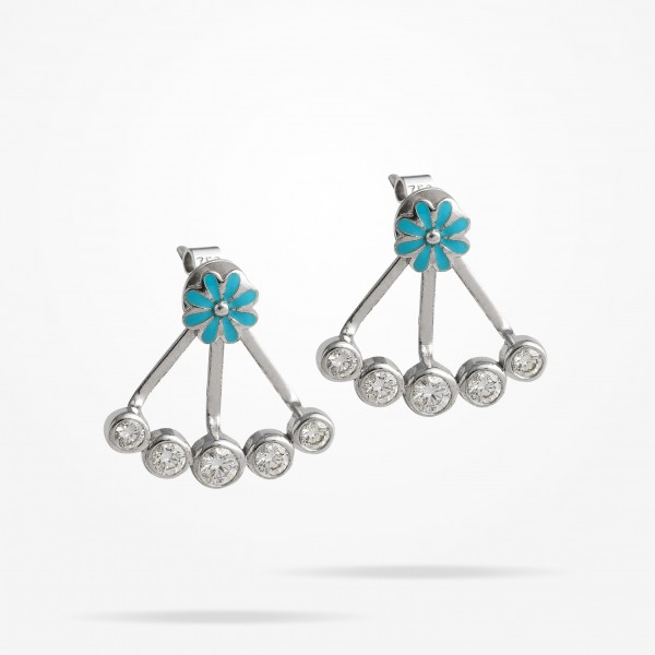 MARVVA - 6mm Daisy Bouquet Earrings, Diamond, White Gold 18K