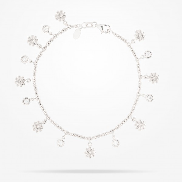 MARVVA - 6mm Daisy Bouquet Bracelet, Diamond, White Gold 18K