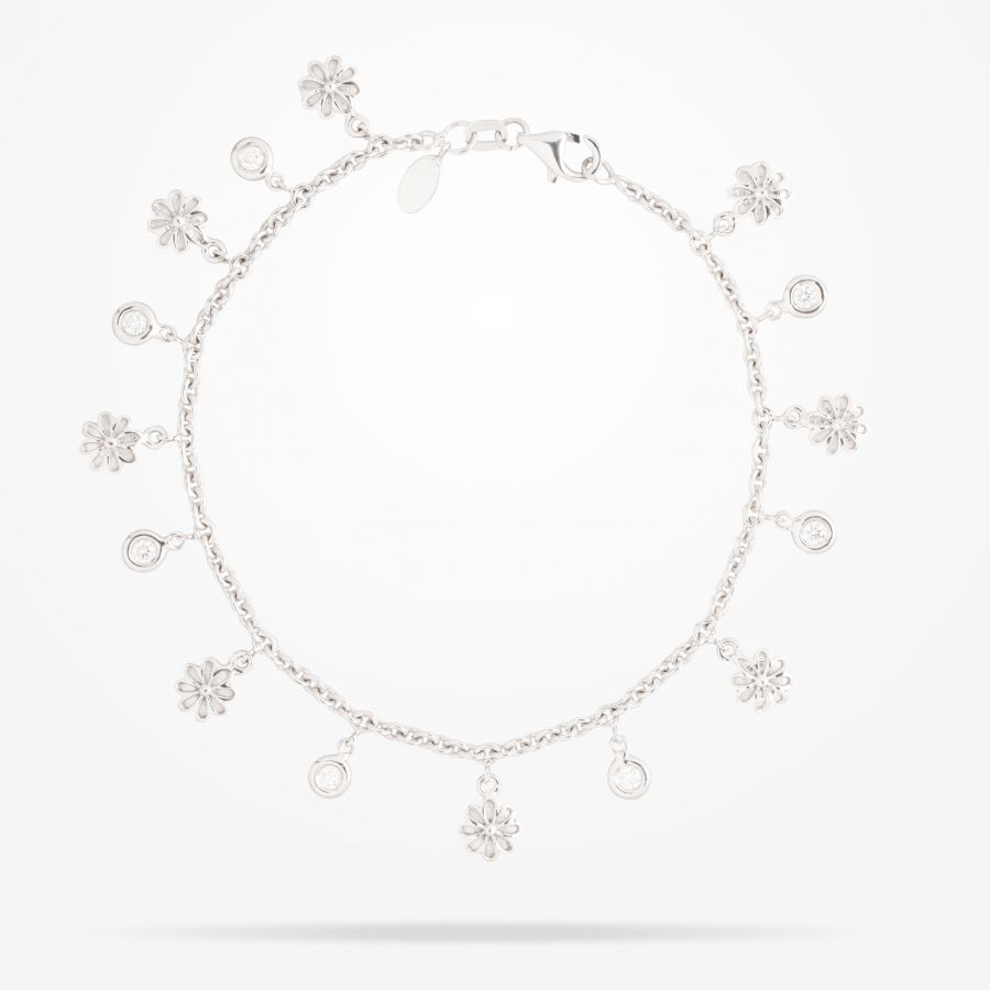 6mm Daisy Bouquet Bracelet, Diamond, White Gold 18K