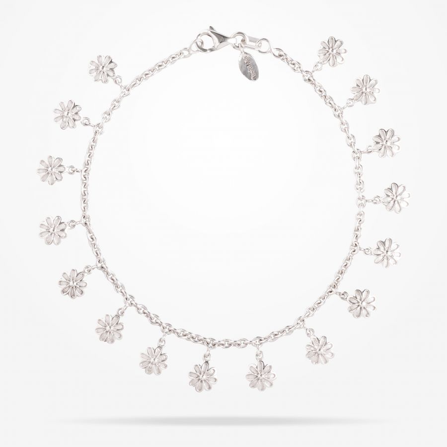 6mm Daisy Bouquet Bracelet , White Gold 18K