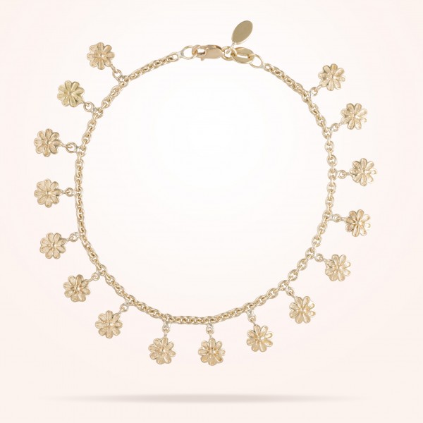 MARVVA - 6mm Daisy Bouquet Bracelet, Yellow Gold 18K