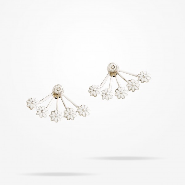 6mm Daisy Bouquet Earrings, Diamond, White Gold 18K - Thumbnail