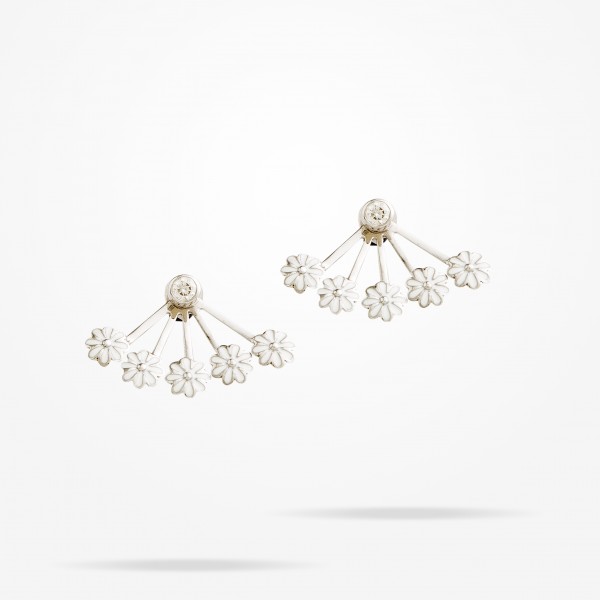 MARVVA - 6mm Daisy Bouquet Earrings, Diamond, White Gold 18K