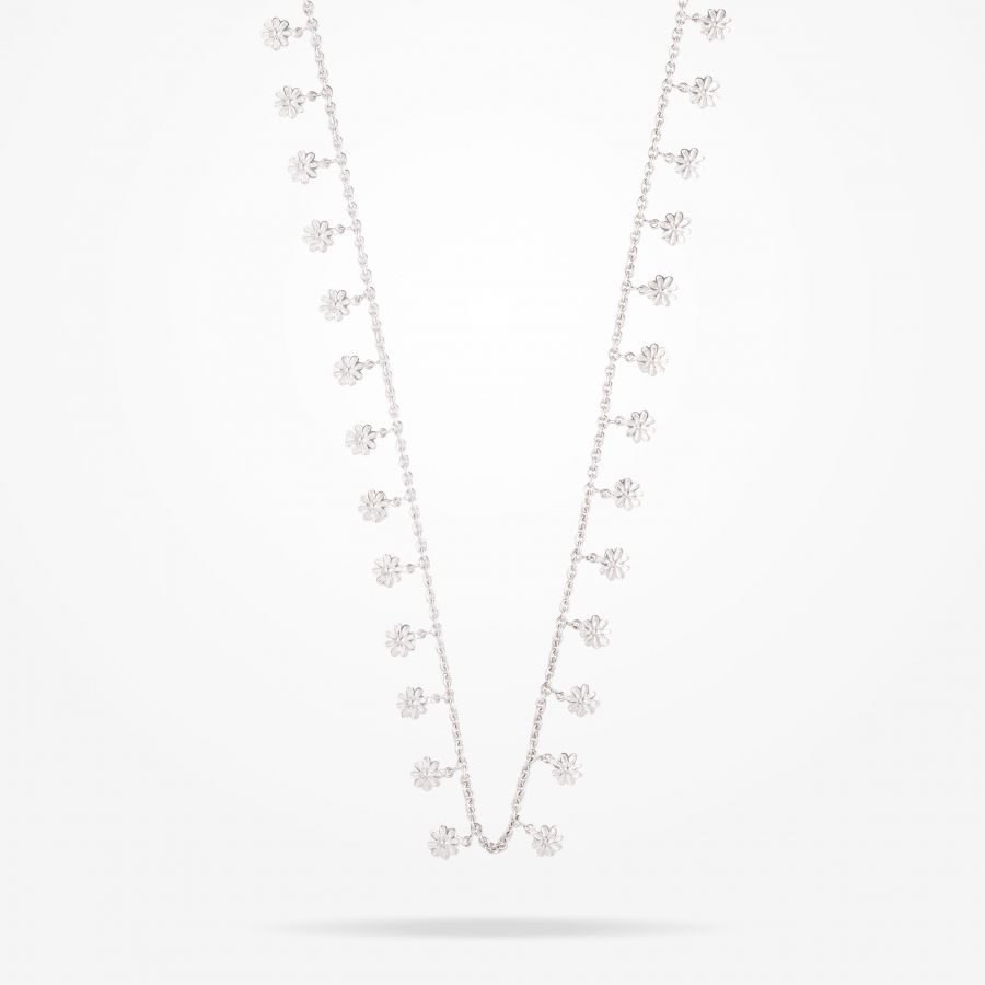 6mm Daisy Bouquet Necklace , White Gold 18K