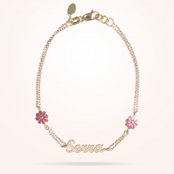 MARVVA - 6mm Daisy Junior Personalised Bracelet, Rose Gold 18K