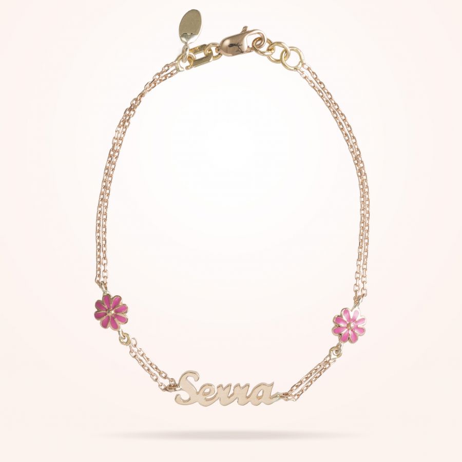 6mm Daisy Junior Personalised Bracelet, Rose Gold 18K