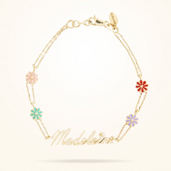 MARVVA - 6mm Daisy Junior Personalised Bracelet, Yellow Gold 18K