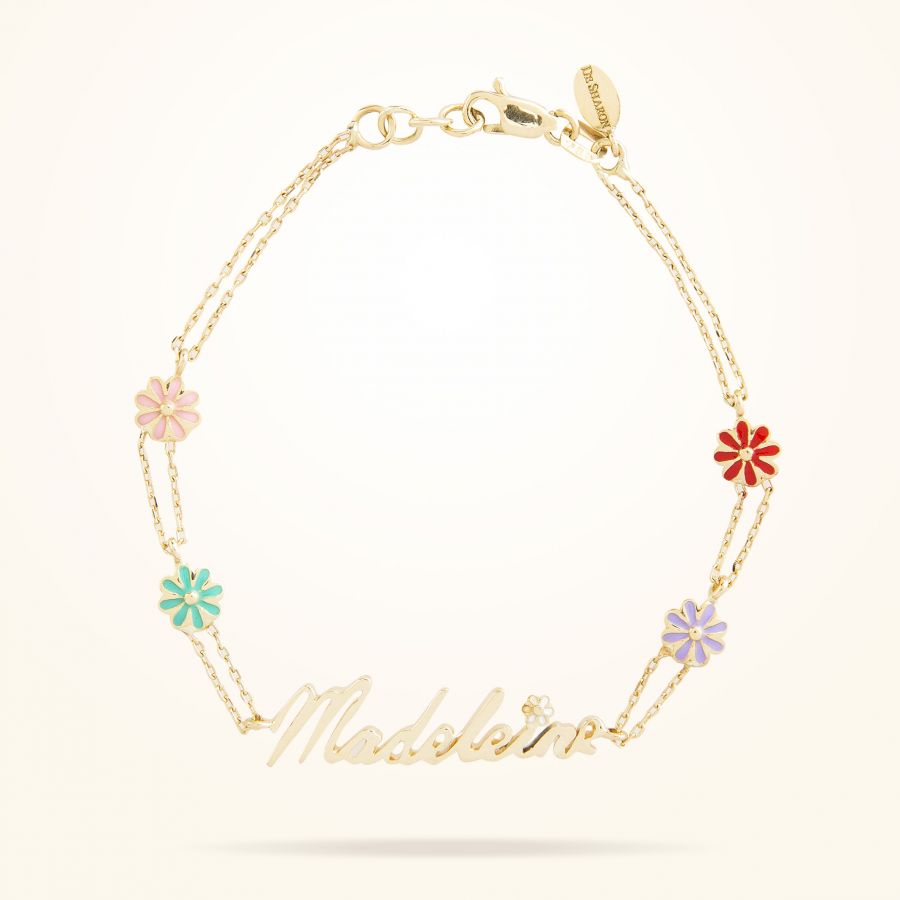 6mm Daisy Junior Personalised Bracelet, Yellow Gold 18K