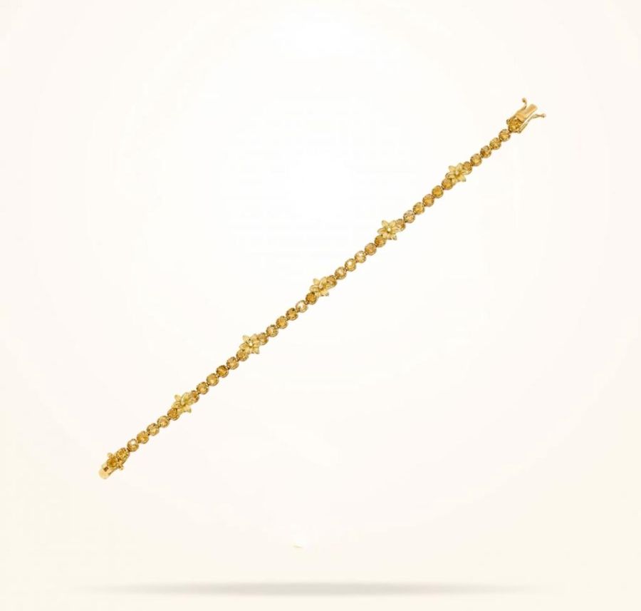 8 mm Lily Bracelet, Citrine Stones, Diamond, Yellow Gold 18k.