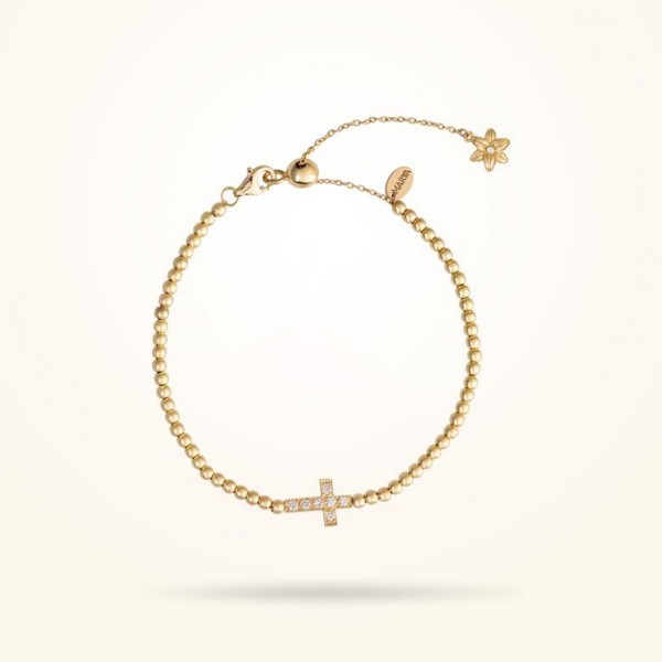 MARVVA - 8mm Lily Bracelet , Diamond, Yellow Gold 18k.