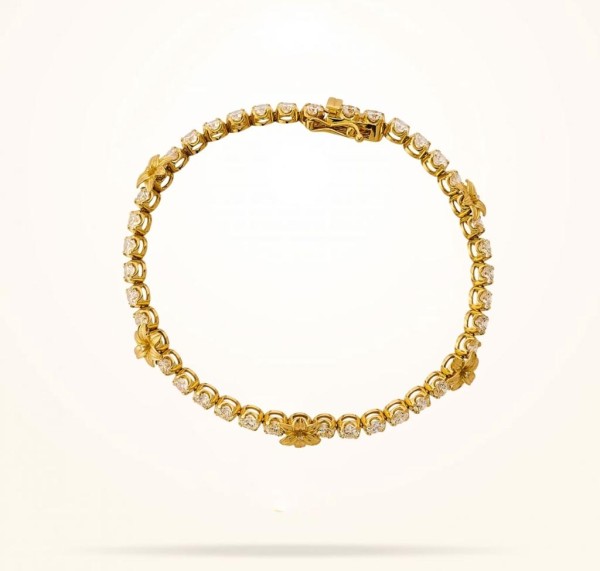 MARVVA - 8mm Lily Bracelet, Diamond, Yellow Gold 18k.