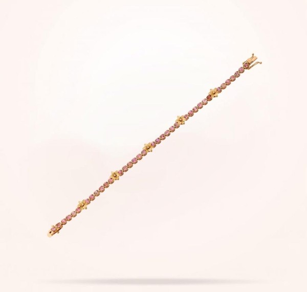 8mm Lily Bracelet, Pink Sapphire Stones, Rose Gold 18k. - Thumbnail