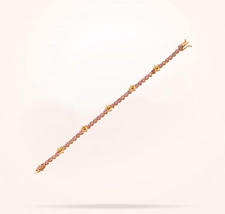 8mm Lily Bracelet, Pink Sapphire Stones, Rose Gold 18k.