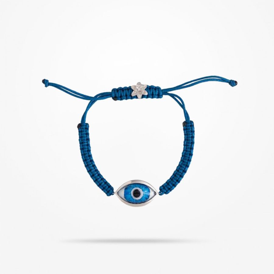 8mm Lily Urban Bracelet, Blue Evil Eye, Diamond, White Gold 18k
