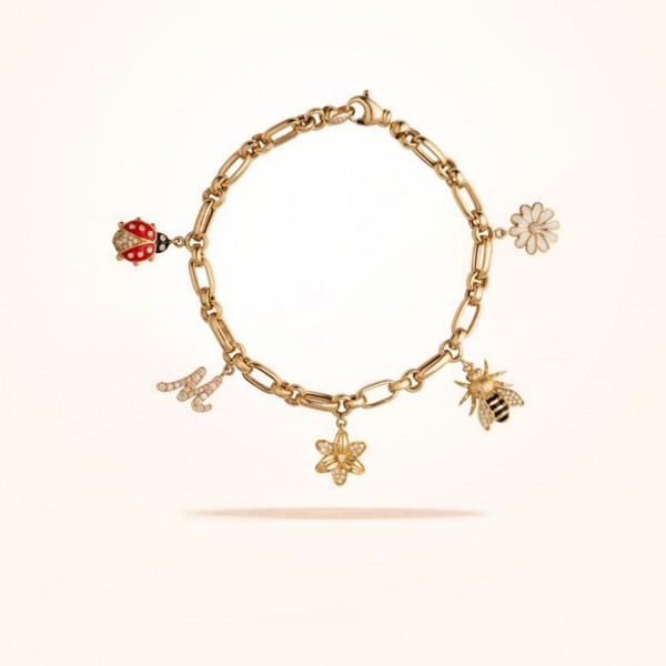 MARVVA - Charms Bracelet, Diamond, Yellow Gold 18k
