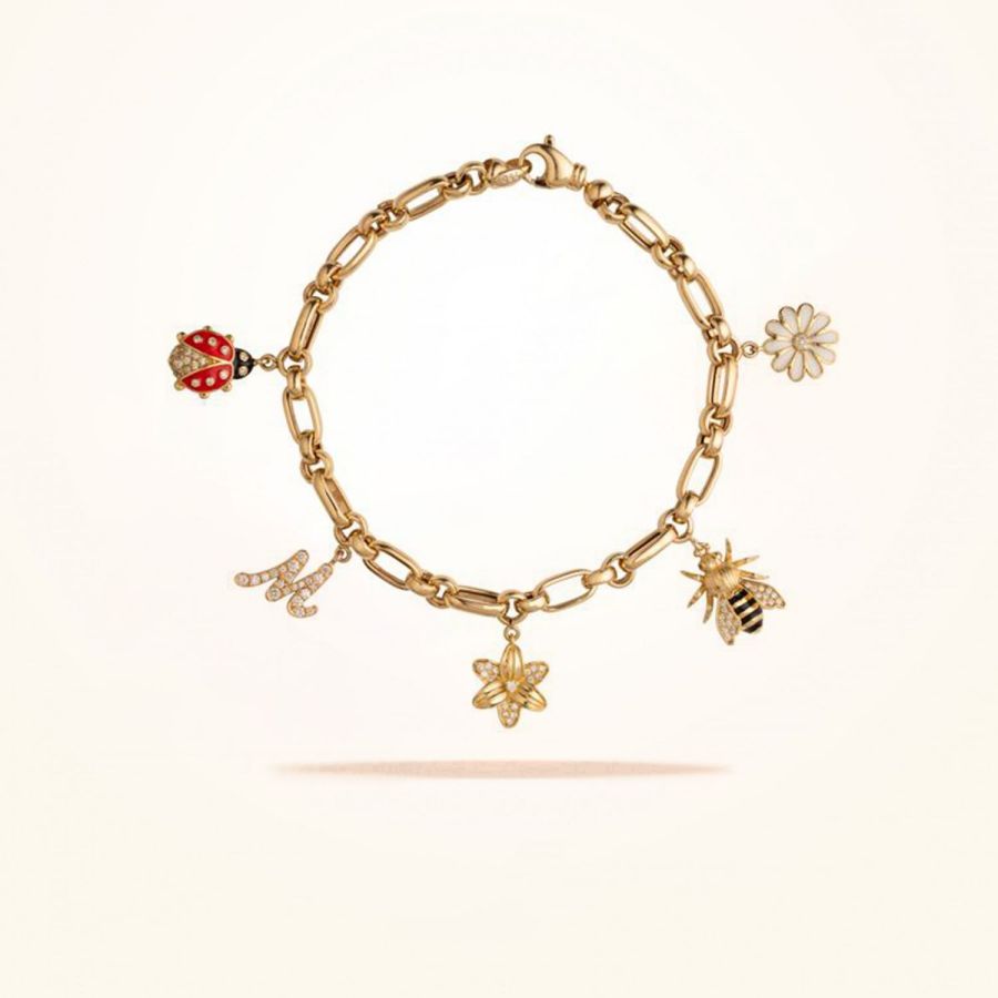 Charms Bracelet, Diamond, Yellow Gold 18k