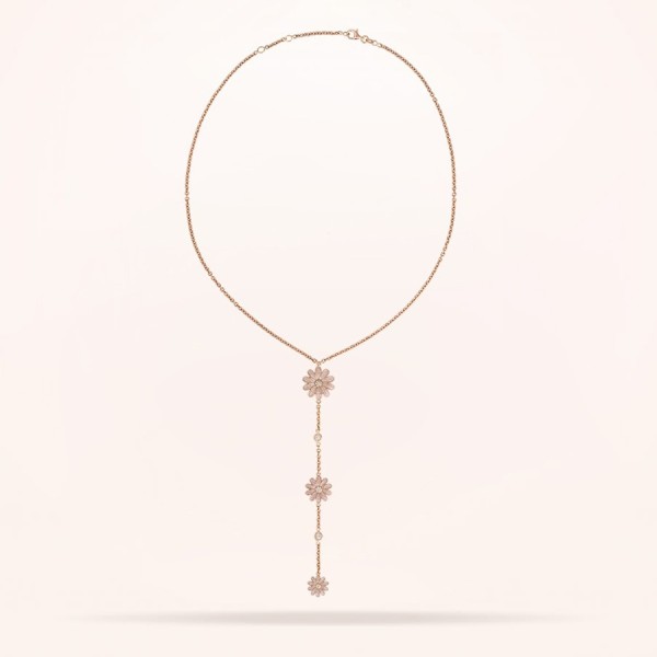 MARVVA - Elegance Daisy Pendant, Pink Mother of Pearls Enamel, Diamond, Rose Gold 18k