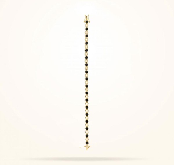 MARVVA - Honeybee Bracelet, Diamond, Black Enamel, Yellow Gold 18k.