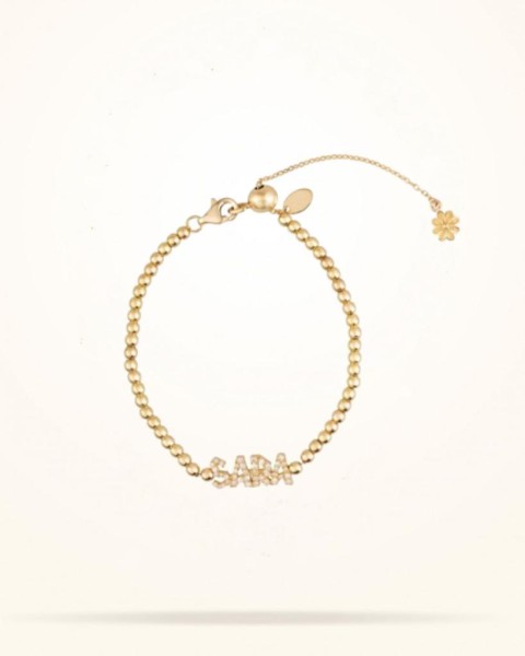 MARVVA - Personalised Junior Name Bracelet, Diamond, Yellow Gold 18k